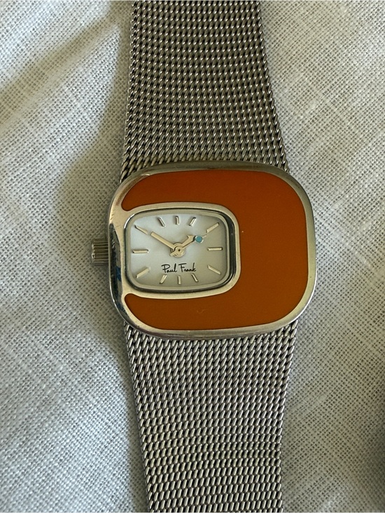 Paul Frank Accessories - Paul Frank Silver Mesh Watch with Orange Accent